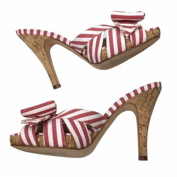 DANIBLACK Bow Heels Striped Patriotic Preppy Minnie Mouse Pinup Style Size 7 - Picture 8 of 16